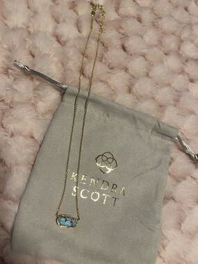 Kendra Scott Gold Necklace with Aqua Blue Multi-Stone Pendant